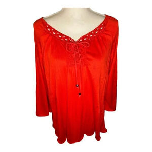 NEW New York Laundry Women’s Medium Red Tie‎ Up V-Neck Top NWT